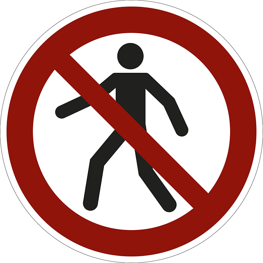 Verbodsbord, voor voetgangers verboden, VE = 10 stuks, folie, Ø 100 mm