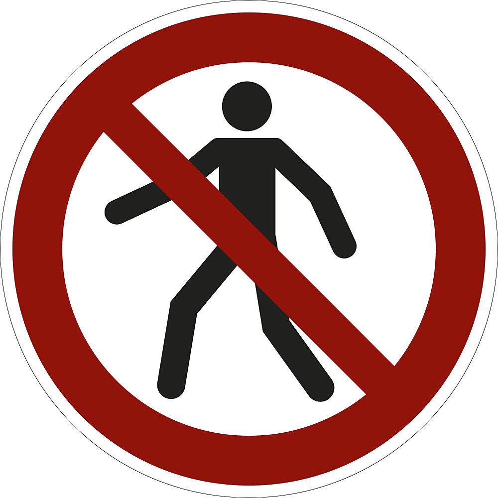 Verbodsbord, voor voetgangers verboden, VE = 10 stuks, kunststof, Ø 200 mm