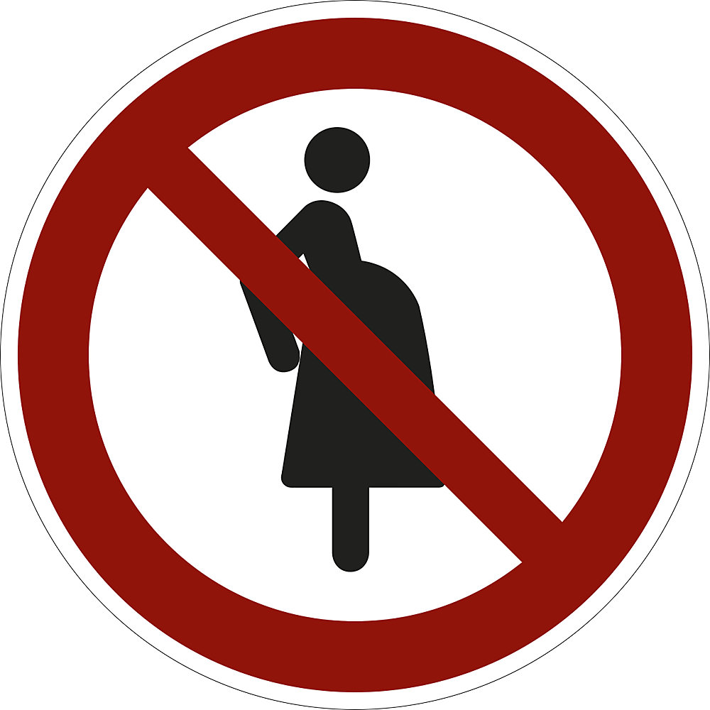 Verbodsbord, voor zwangere vrouwen verboden, VE = 10 stuks, folie, Ø 100 mm