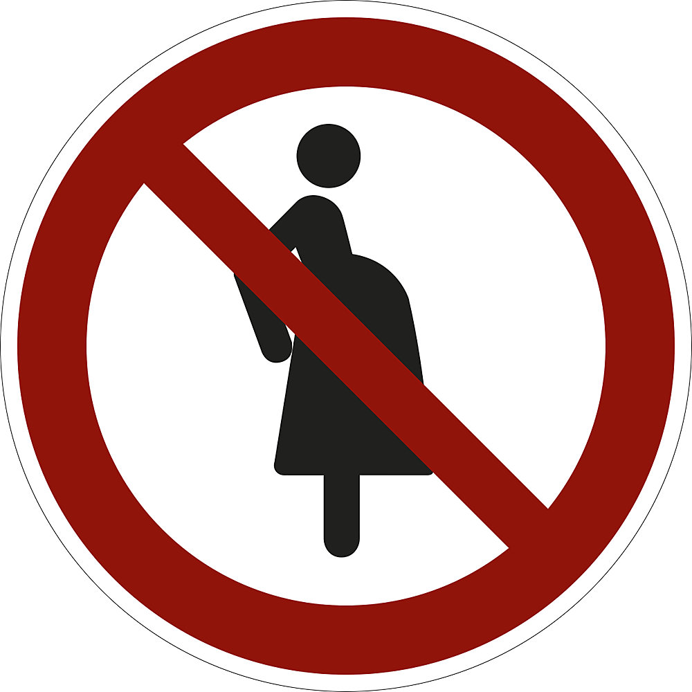 Verbodsbord, voor zwangere vrouwen verboden, VE = 10 stuks, kunststof, Ø 200 mm