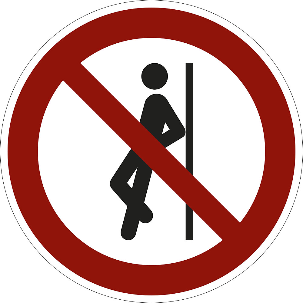 Verbodsbord, er tegenaan leunen verboden, VE = 10 stuks, folie, Ø 100 mm