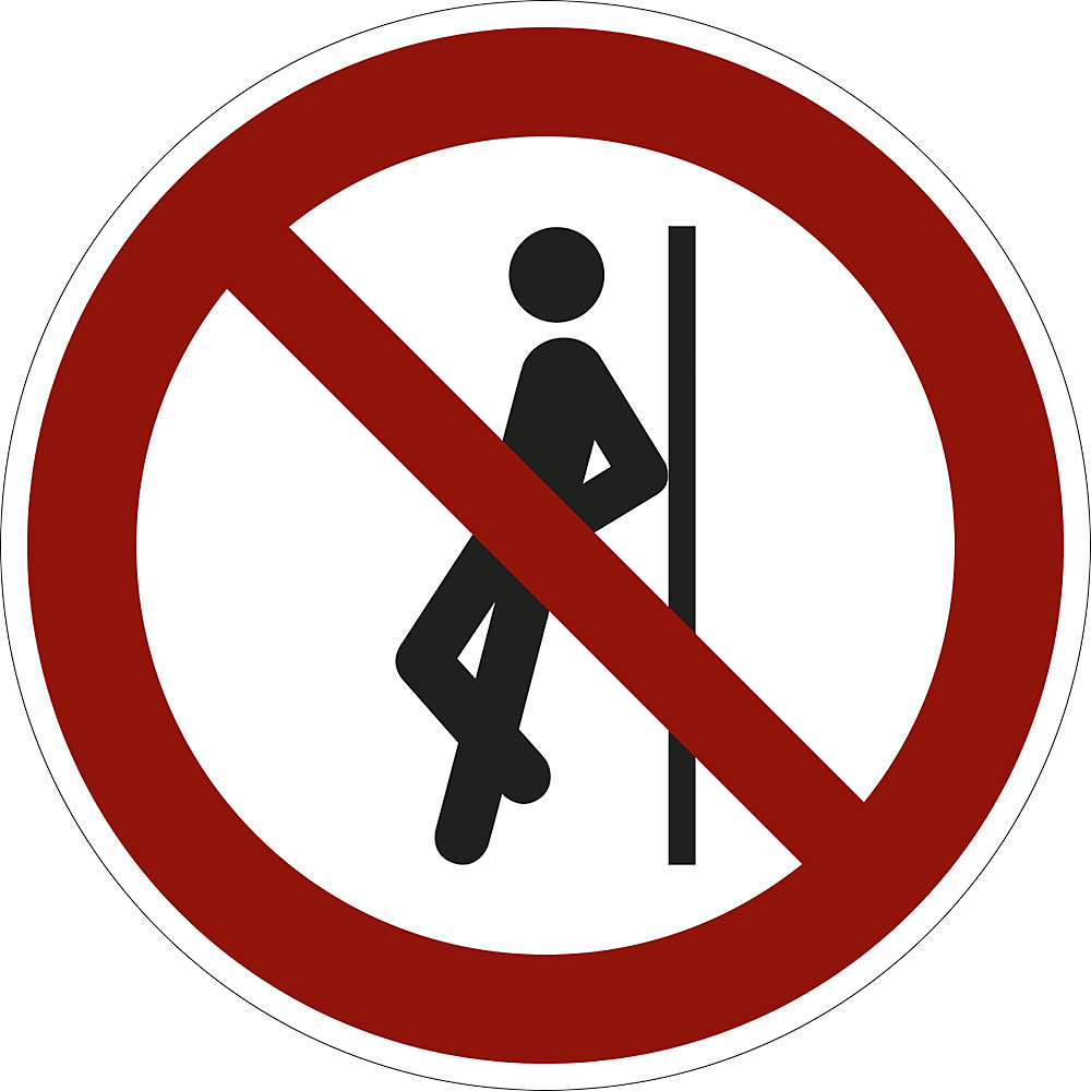 Verbodsbord, er tegenaan leunen verboden, VE = 10 stuks, folie, Ø 200 mm