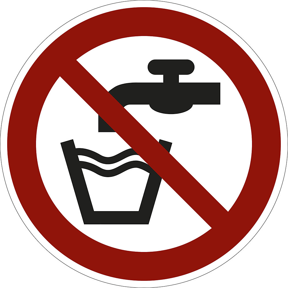 Verbodsbord, geen drinkwater, VE = 10 stuks, kunststof, Ø 200 mm