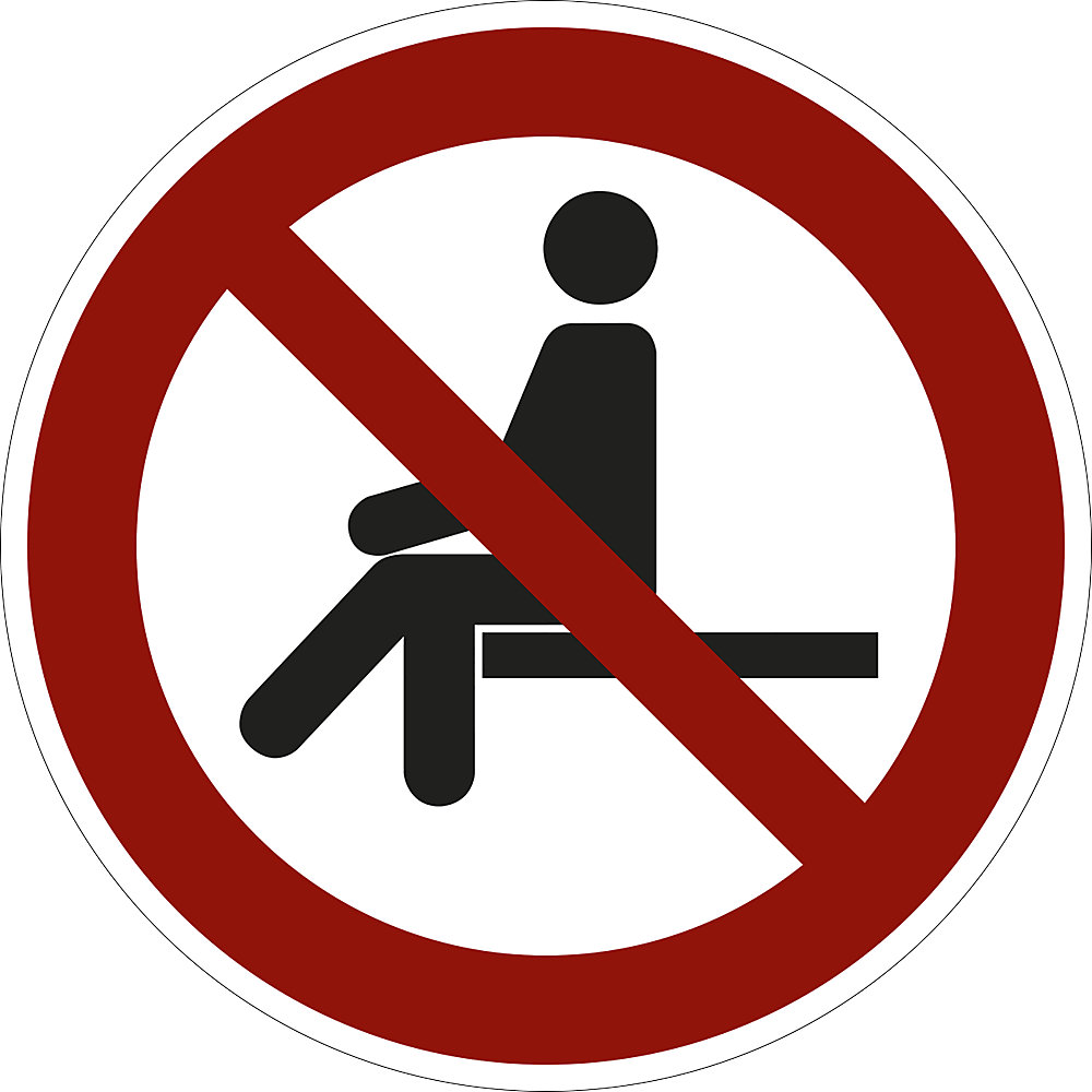 Verbodsbord, zitten verboden, VE = 10 stuks, folie, Ø 100 mm