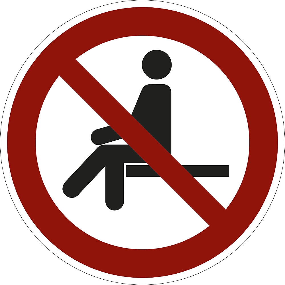 Verbodsbord, zitten verboden, VE = 10 stuks, folie, Ø 200 mm
