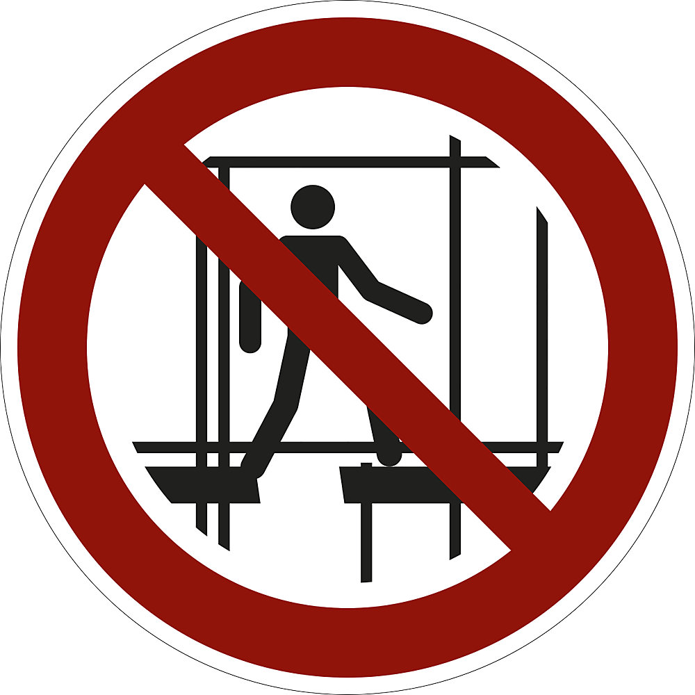 Verbodsbord, incomplete steiger niet gebruiken, VE = 10 stuks, folie, Ø 100 mm