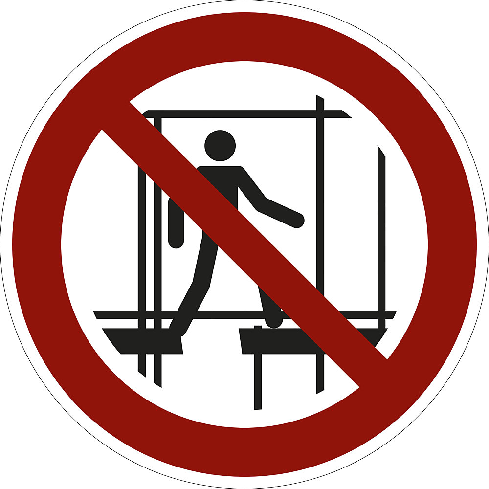 Verbodsbord, incomplete steiger niet gebruiken, VE = 10 stuks, kunststof, Ø 200 mm