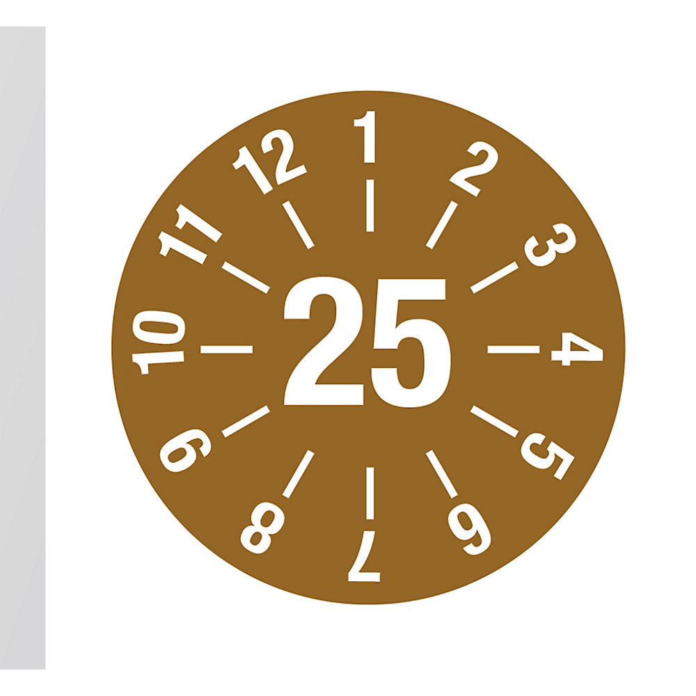 Kabelkeuringssticker, jaarsticker, l x h = 60 x 20 mm, 25, bruin