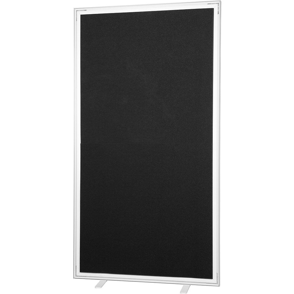 EasyScreen Scheidingswand , h x d = 1740 x 390 mm, met geluidsisolatie, zwart, breedte 1600 mm