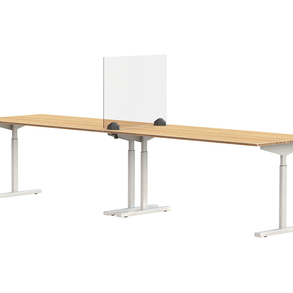 Tafelscheidingswand voor dubbele werkplek, acrylglas en polystyreen, transparant, breedte 750 mm