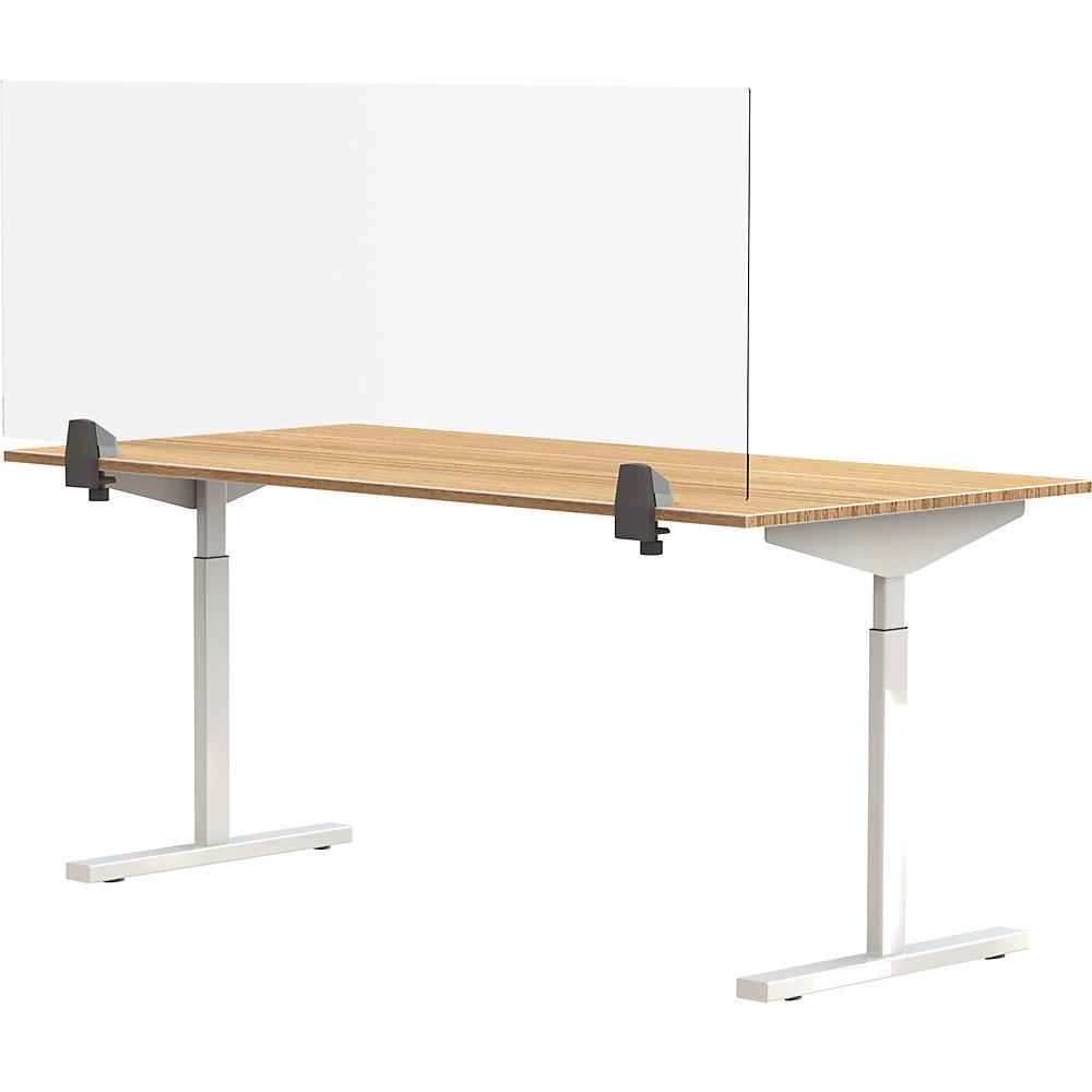Tafelscheidingswand voor individuele werkplek, acrylglas en polystyreen, transparant, breedte 1600 mm