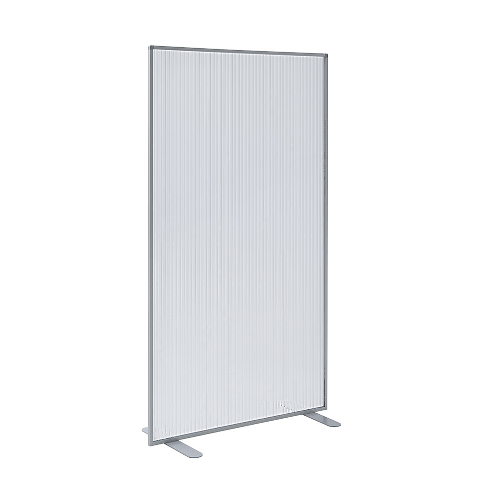 Zichtbeschermingsscheidingswand, met polycarbonaat verbindingsplaten, blank aluminiumkleurig, h x b x d = 1805 x 1000 x 480 mm