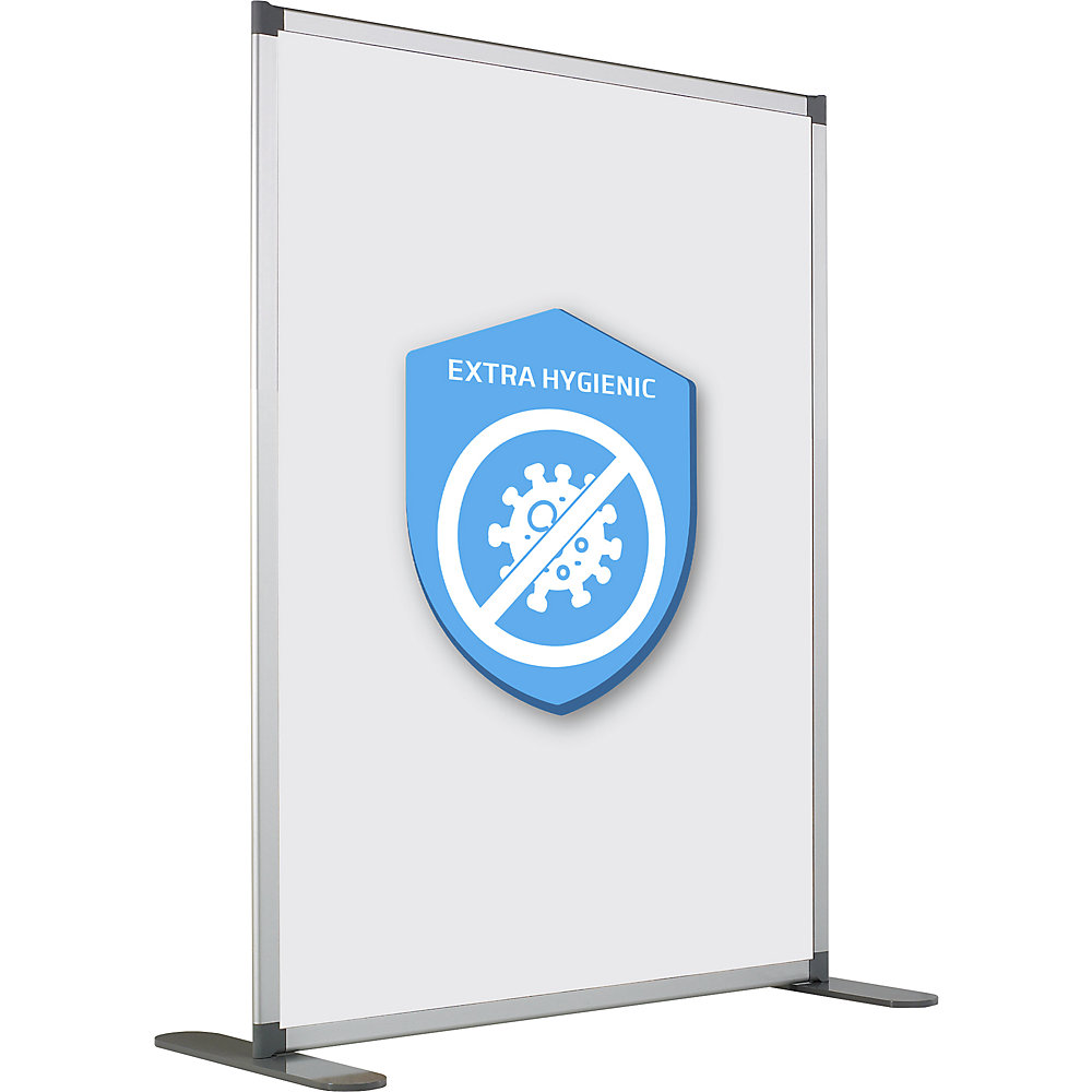 Hygiëne whiteboard-scheidingswand, geëmailleerd, antibacterieel bordoppervlak, h x b x d = 1500 x 1250 x 500 mm