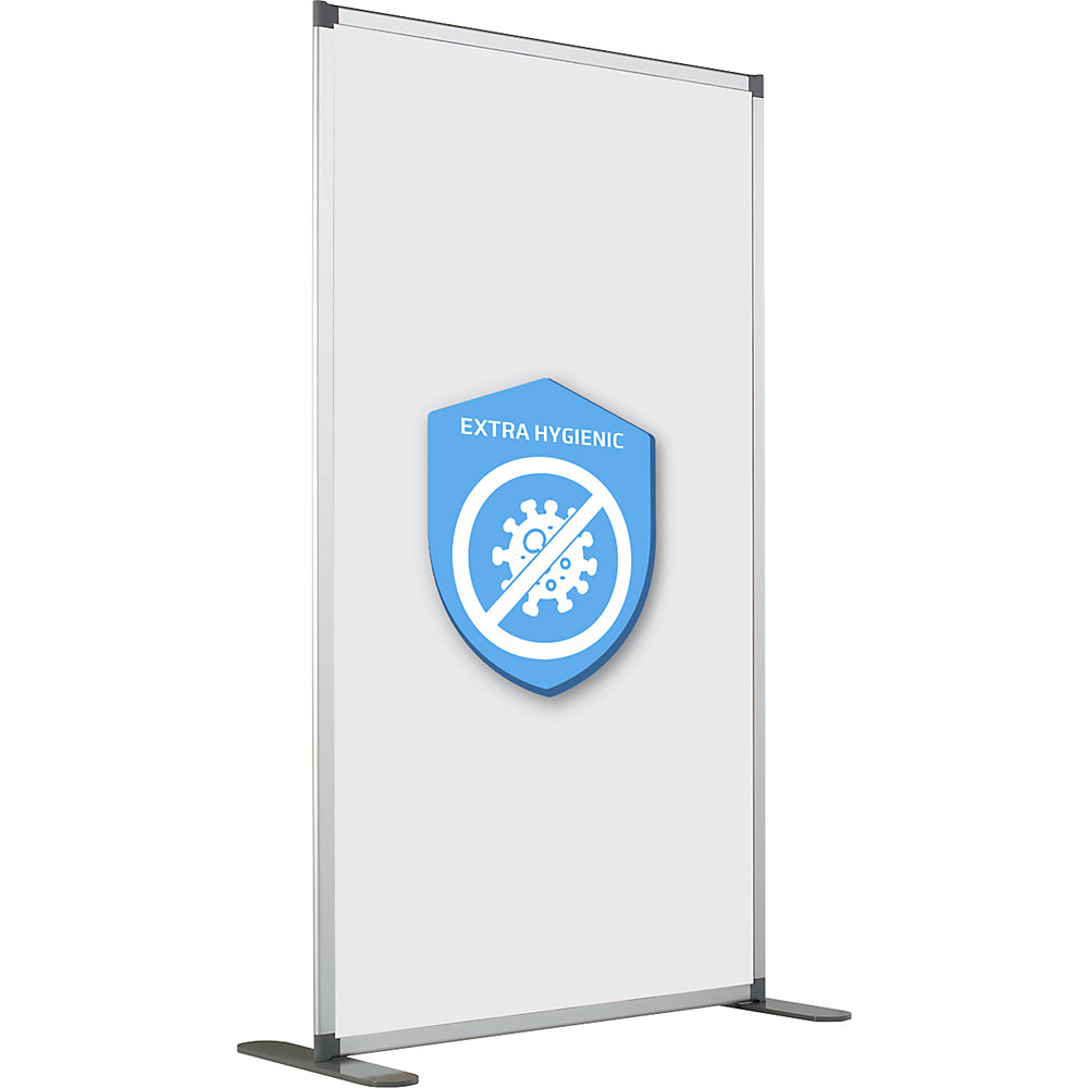 Hygiëne whiteboard-scheidingswand, geëmailleerd, antibacterieel bordoppervlak, h x b x d = 1900 x 1250 x 500 mm