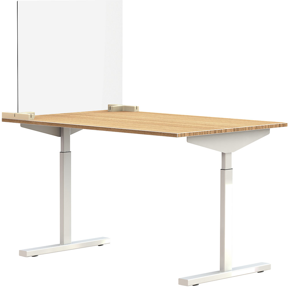 Scheidingsscherm voor bureaus/tafels, incl. 2 verbindingsstukken in T-vorm, h x b = 590 x 750 mm, vanaf 10 stuks
