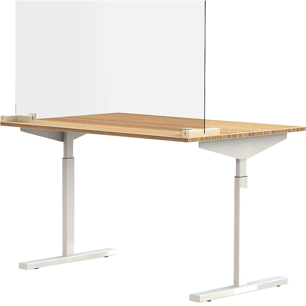 Scheidingsscherm voor bureaus/tafels, incl. 2 verbindingsstukken in T-vorm, h x b = 590 x 1200 mm, vanaf 10 stuks
