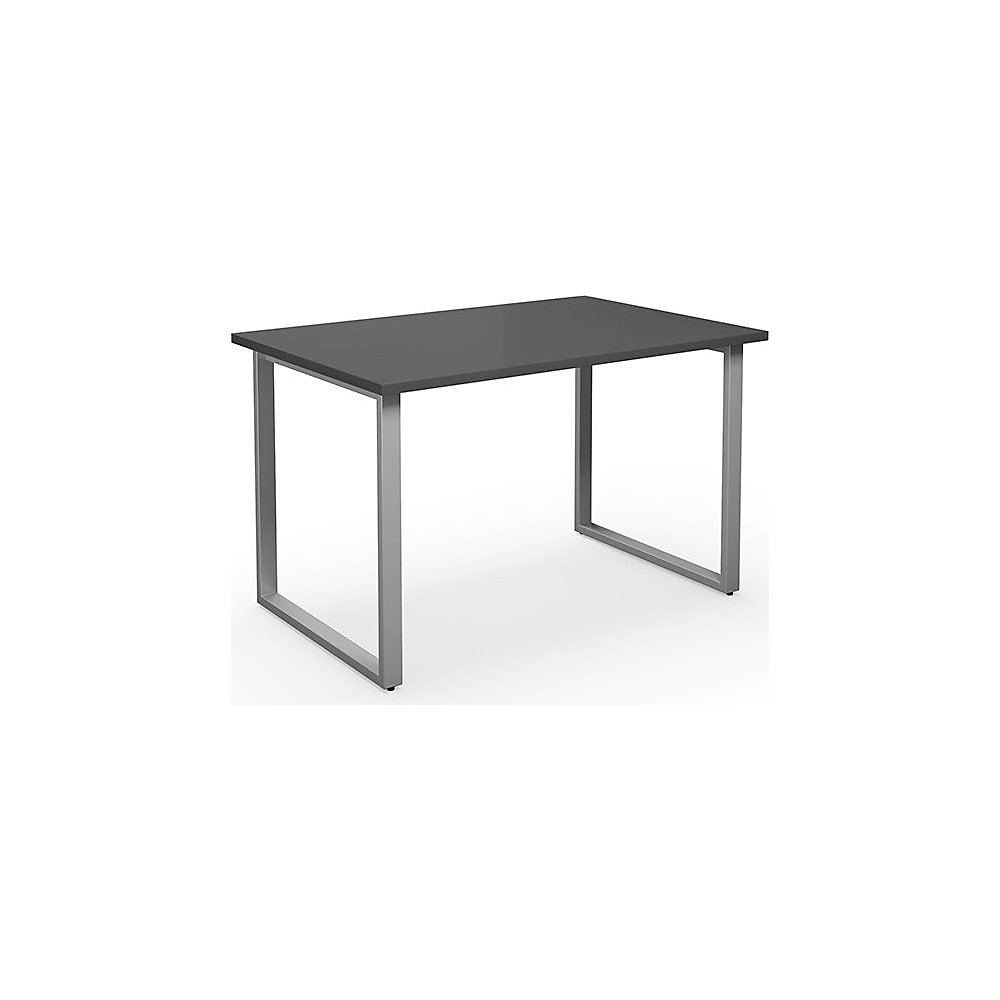 Multifunctionele tafel DUO-O, recht blad, diepte 800 mm, breedte 1200 mm, donkergrijs / zilverkleurig