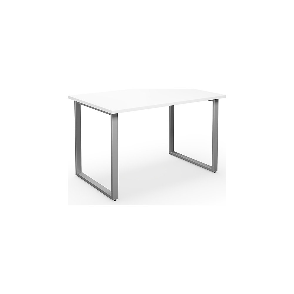Multifunctionele tafel DUO-O, recht blad, diepte 800 mm, breedte 1200 mm, wit / zilverkleurig