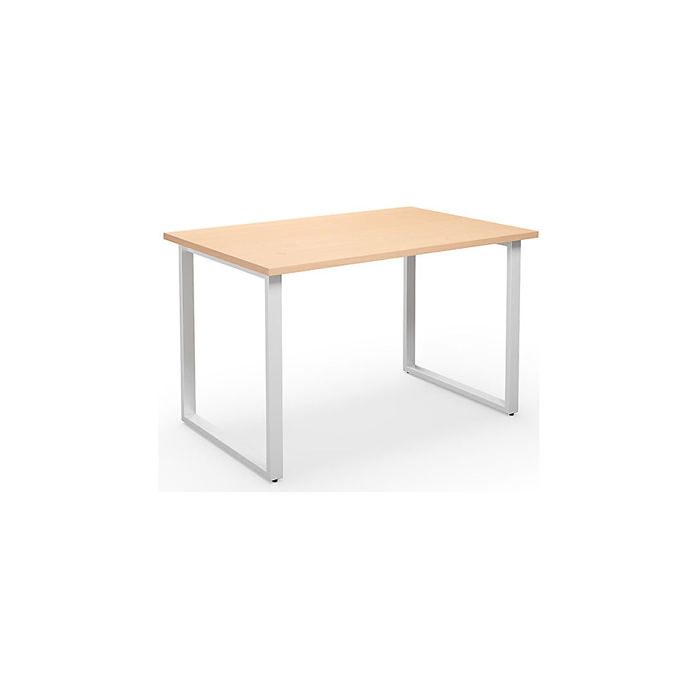 Multifunctionele tafel DUO-O, recht blad, diepte 800 mm, breedte 1200 mm, berkenhout / wit