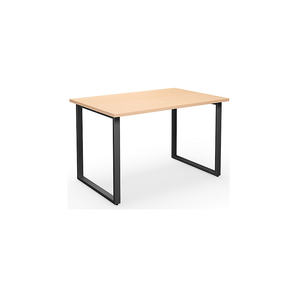 Multifunctionele tafel DUO-O, recht blad, diepte 800 mm, breedte 1200 mm, berkenhout / zwart