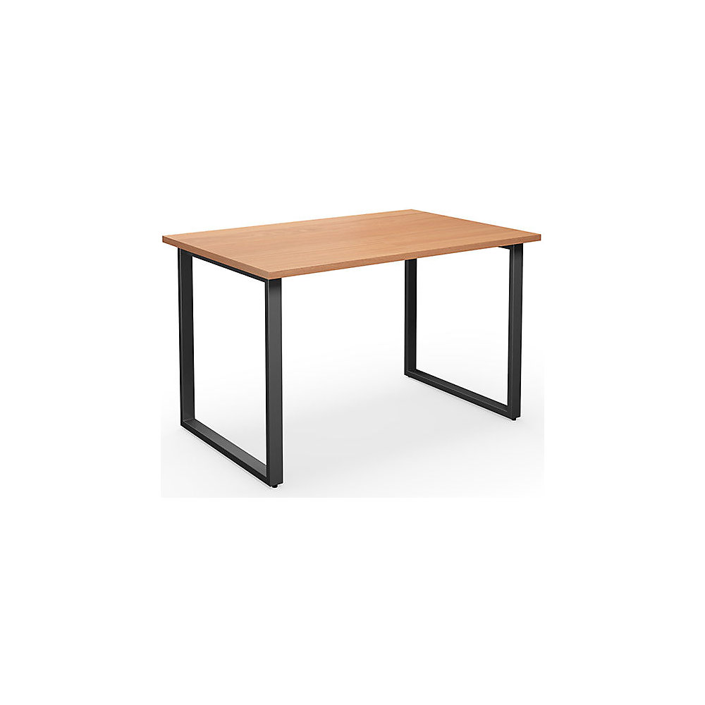 Multifunctionele tafel DUO-O, recht blad, diepte 800 mm, breedte 1200 mm, beukenhout / zwart