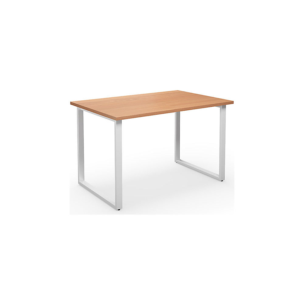 Multifunctionele tafel DUO-O, recht blad, diepte 800 mm, breedte 1200 mm, beukenhout / wit
