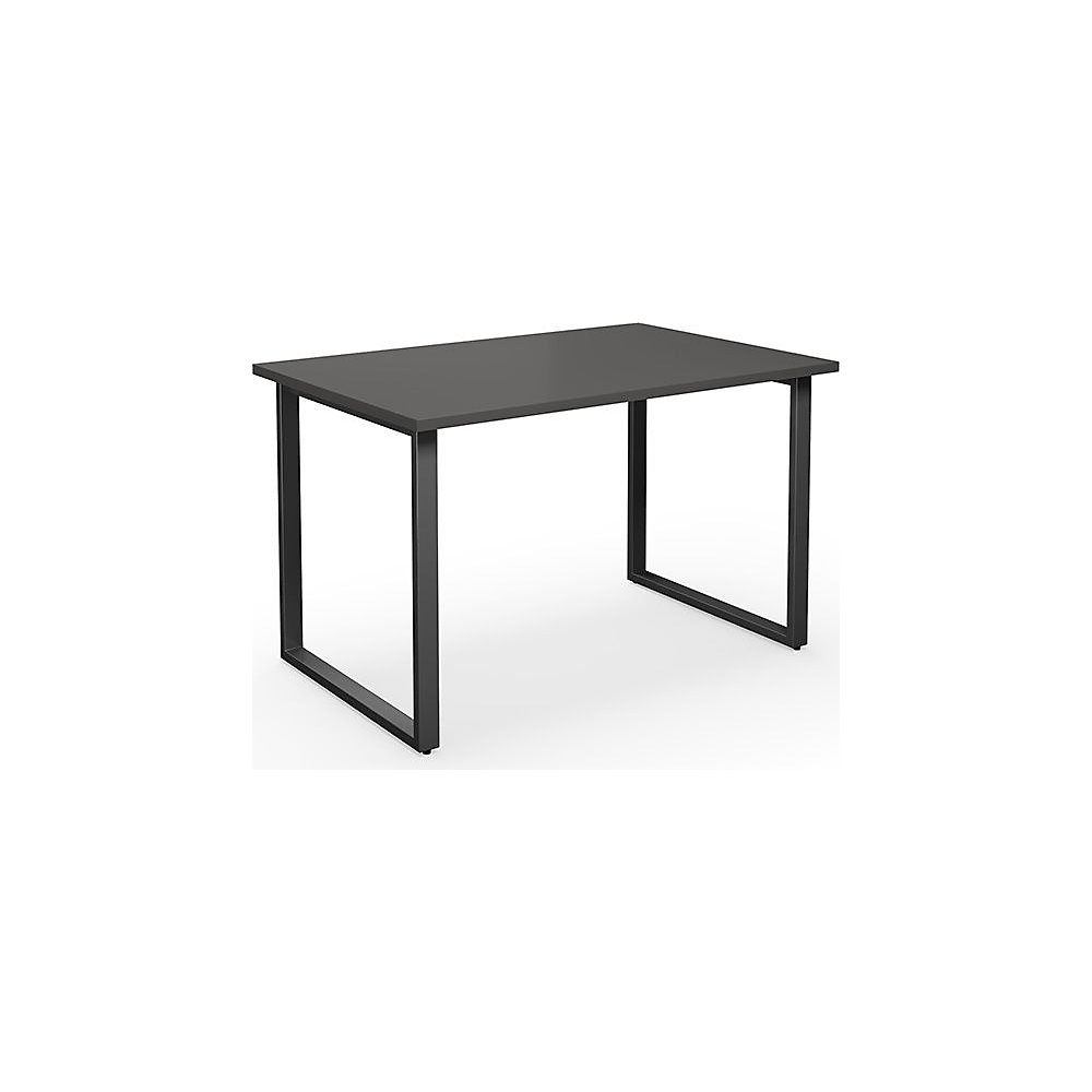 Multifunctionele tafel DUO-O, recht blad, diepte 800 mm, breedte 1200 mm, donkergrijs / zwart