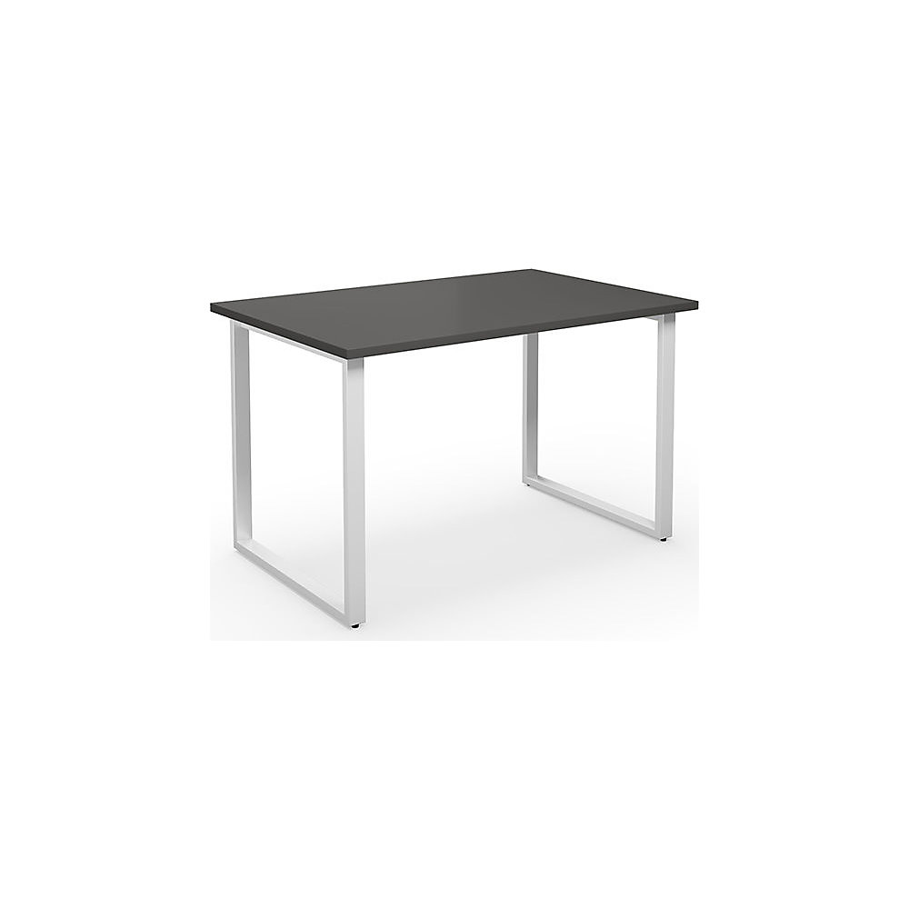 Multifunctionele tafel DUO-O, recht blad, diepte 800 mm, breedte 1200 mm, donkergrijs / wit
