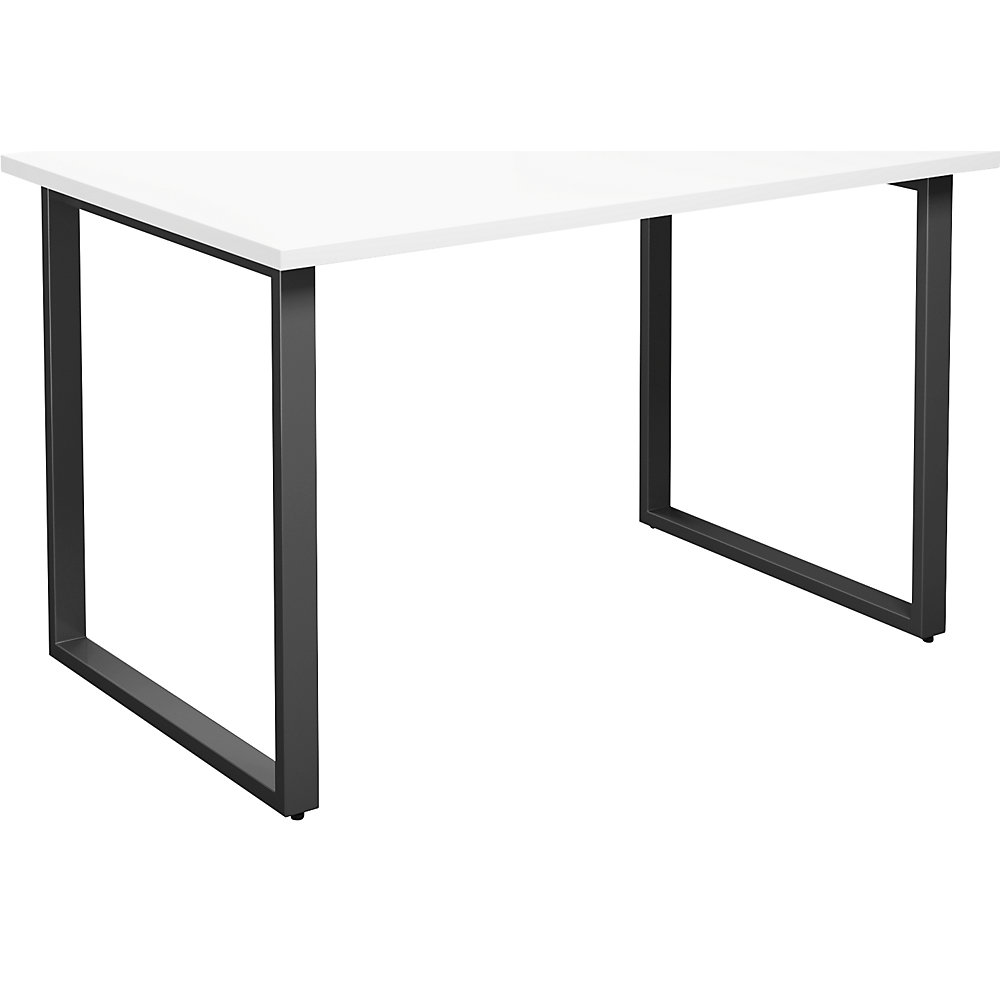 Multifunctionele tafel DUO-O, recht blad, diepte 800 mm, breedte 1200 mm, wit / zwart