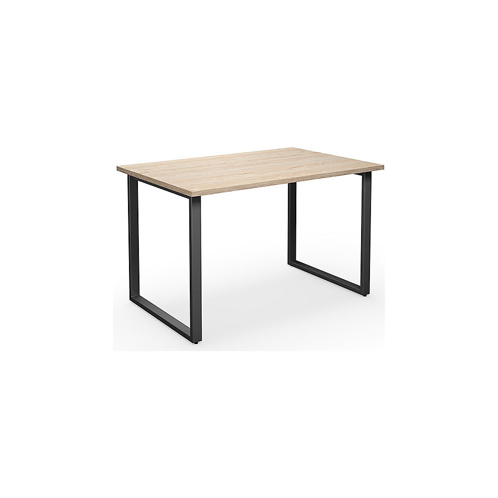 Multifunctionele tafel DUO-O, recht blad, diepte 800 mm, breedte 1200 mm, eikenhout / zwart