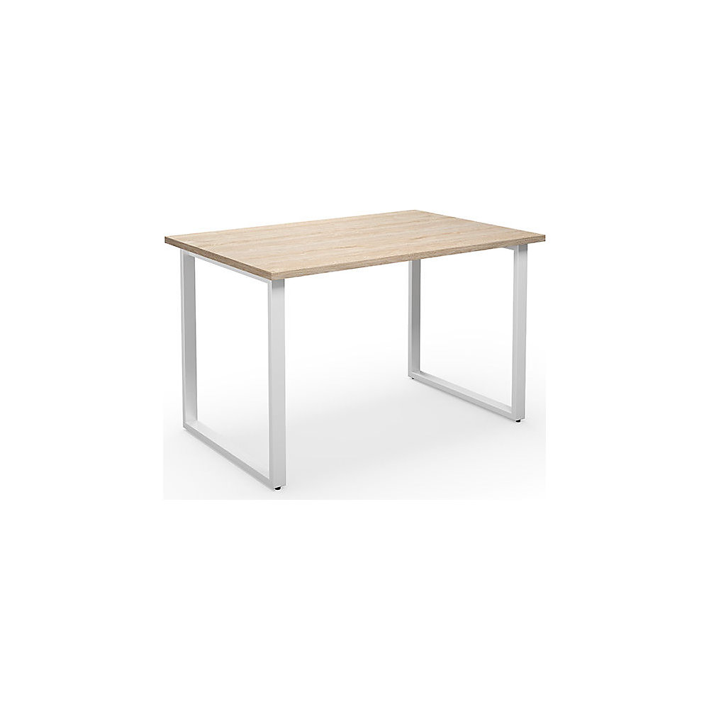 Multifunctionele tafel DUO-O, recht blad, diepte 800 mm, breedte 1200 mm, eikenhout / wit