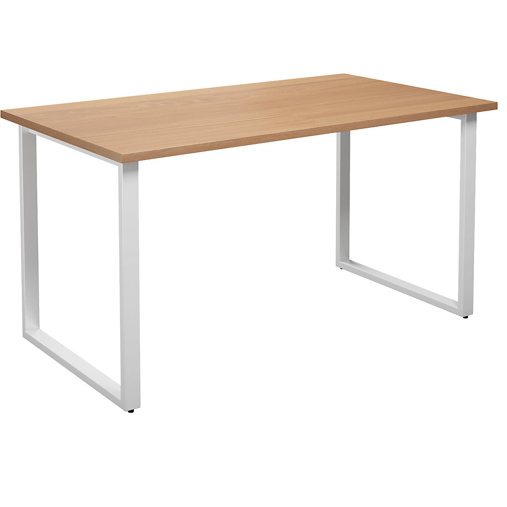 Multifunctionele tafel DUO-O, recht blad, diepte 800 mm, breedte 1400 mm, beukenhout / wit