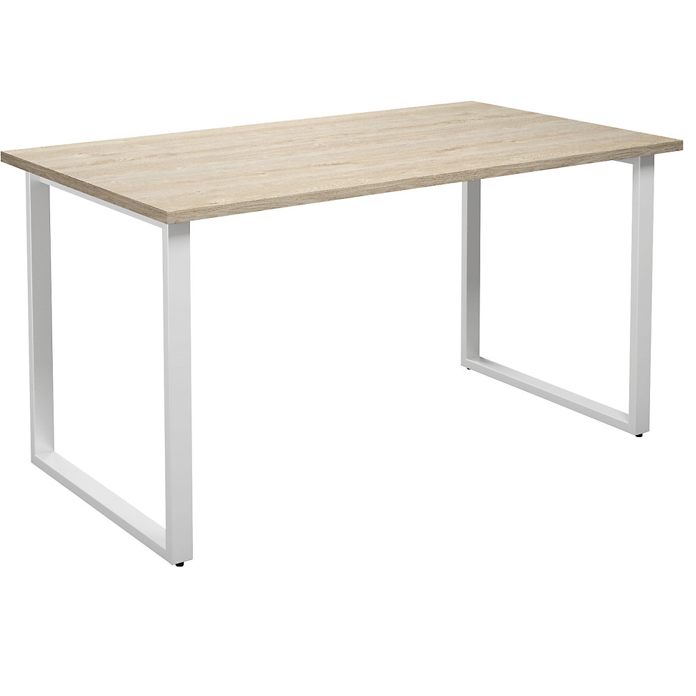Multifunctionele tafel DUO-O, recht blad, diepte 800 mm, breedte 1400 mm, eikenhout / wit