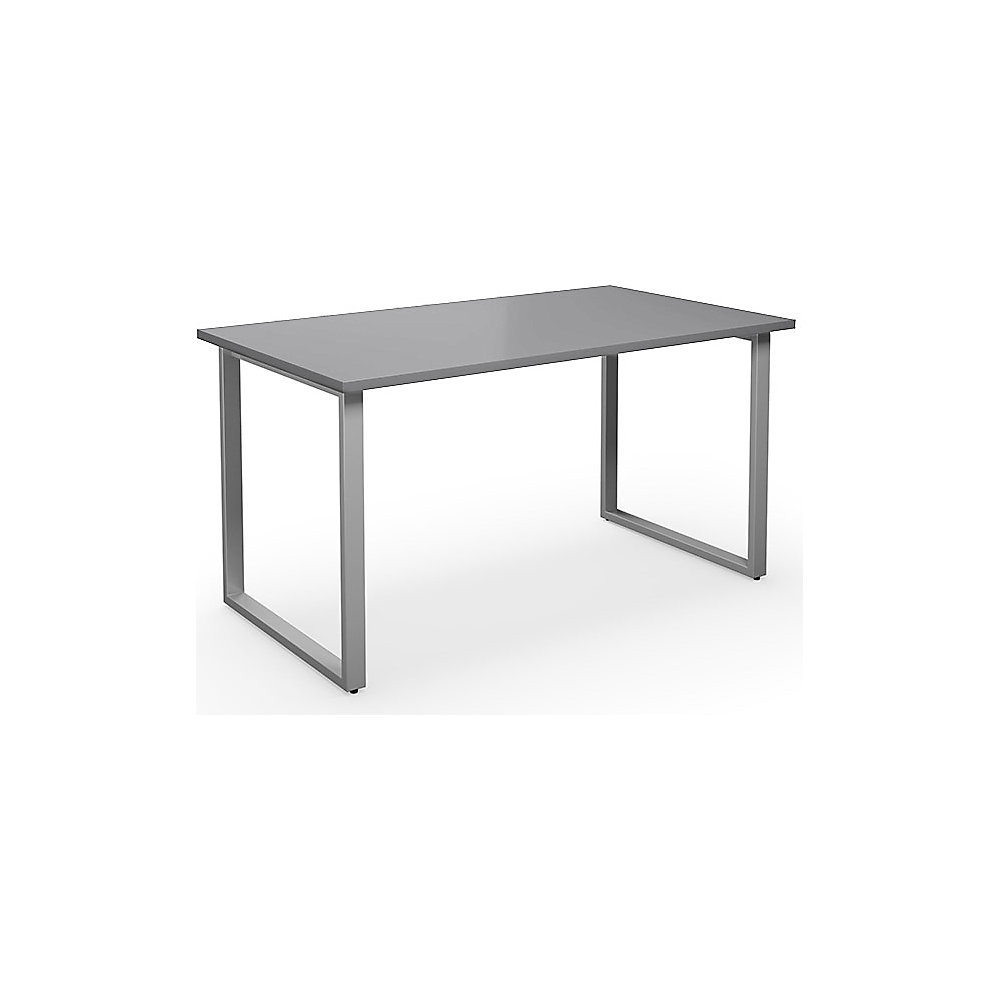 Multifunctionele tafel DUO-O, recht blad, diepte 800 mm, breedte 1400 mm, lichtgrijs / zilverkleurig