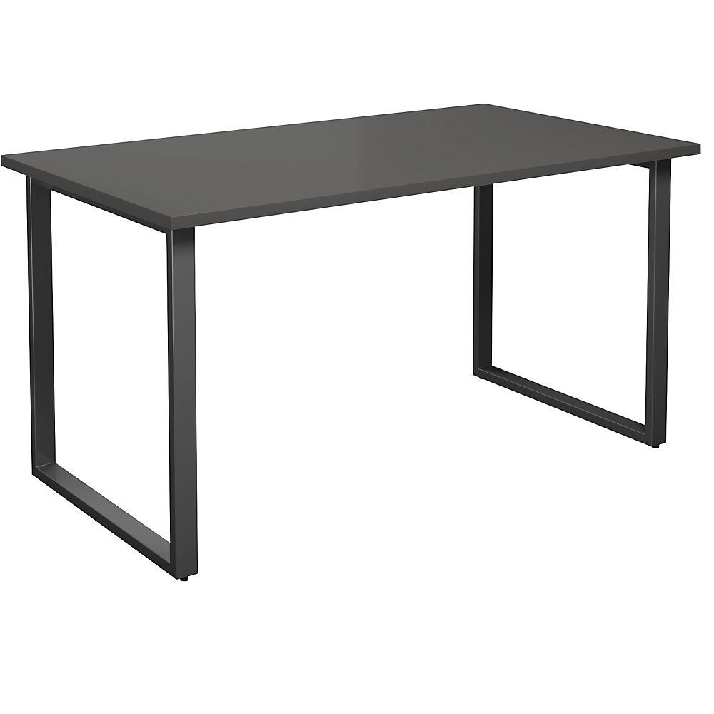 Multifunctionele tafel DUO-O, recht blad, diepte 800 mm, breedte 1400 mm, donkergrijs / zwart