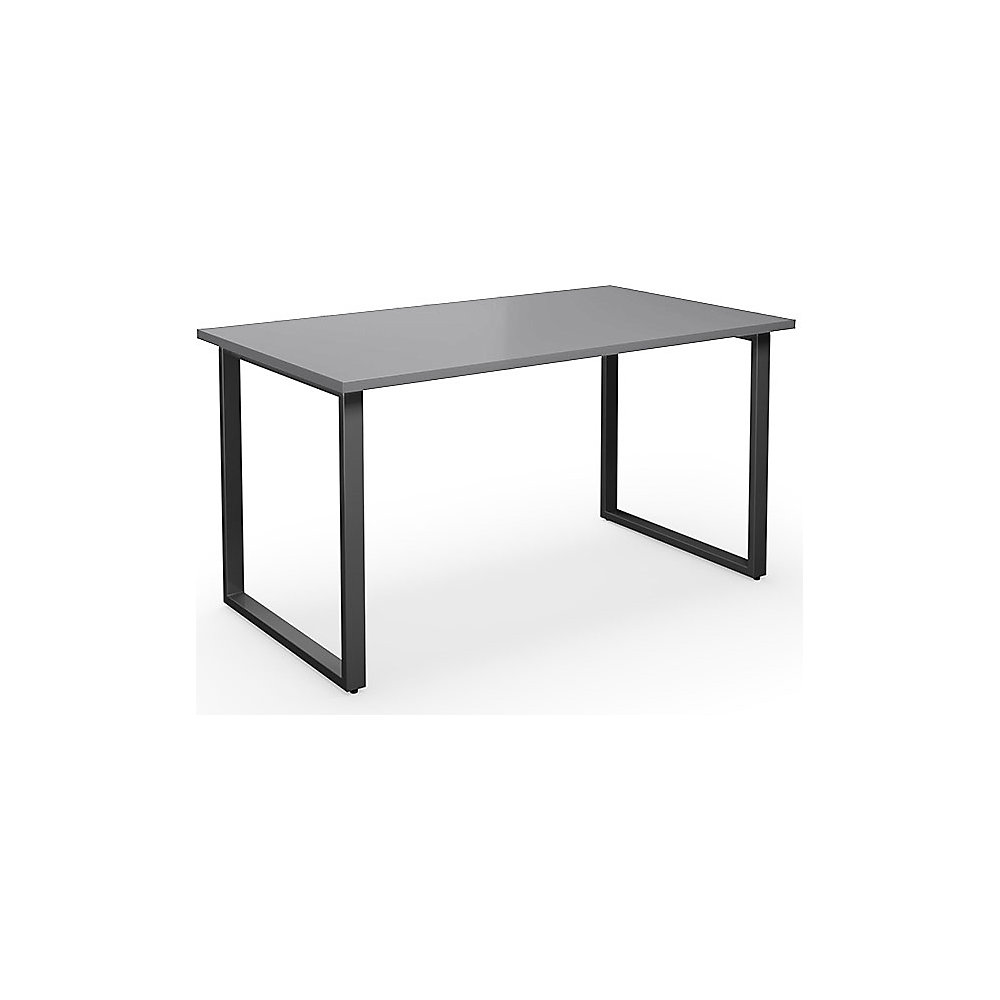 Multifunctionele tafel DUO-O, recht blad, diepte 800 mm, breedte 1400 mm, lichtgrijs / zwart