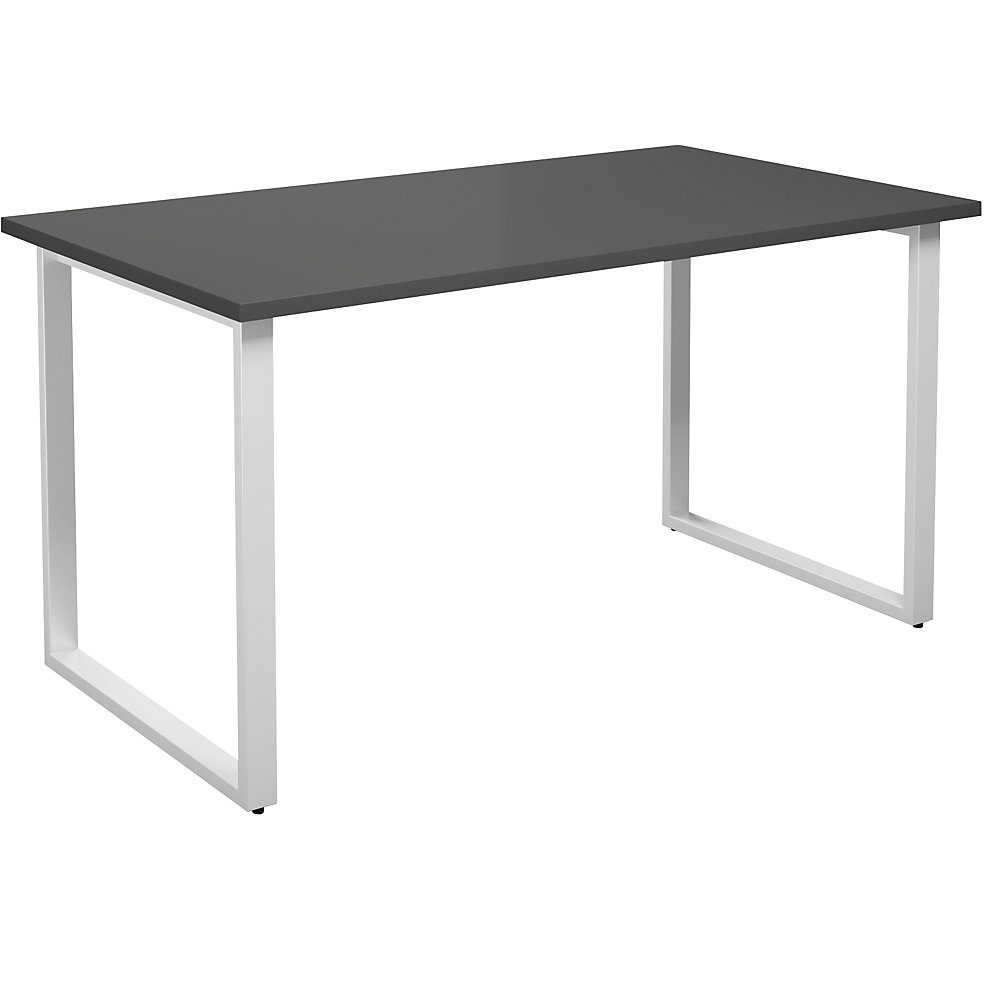 Multifunctionele tafel DUO-O, recht blad, diepte 800 mm, breedte 1400 mm, donkergrijs / wit