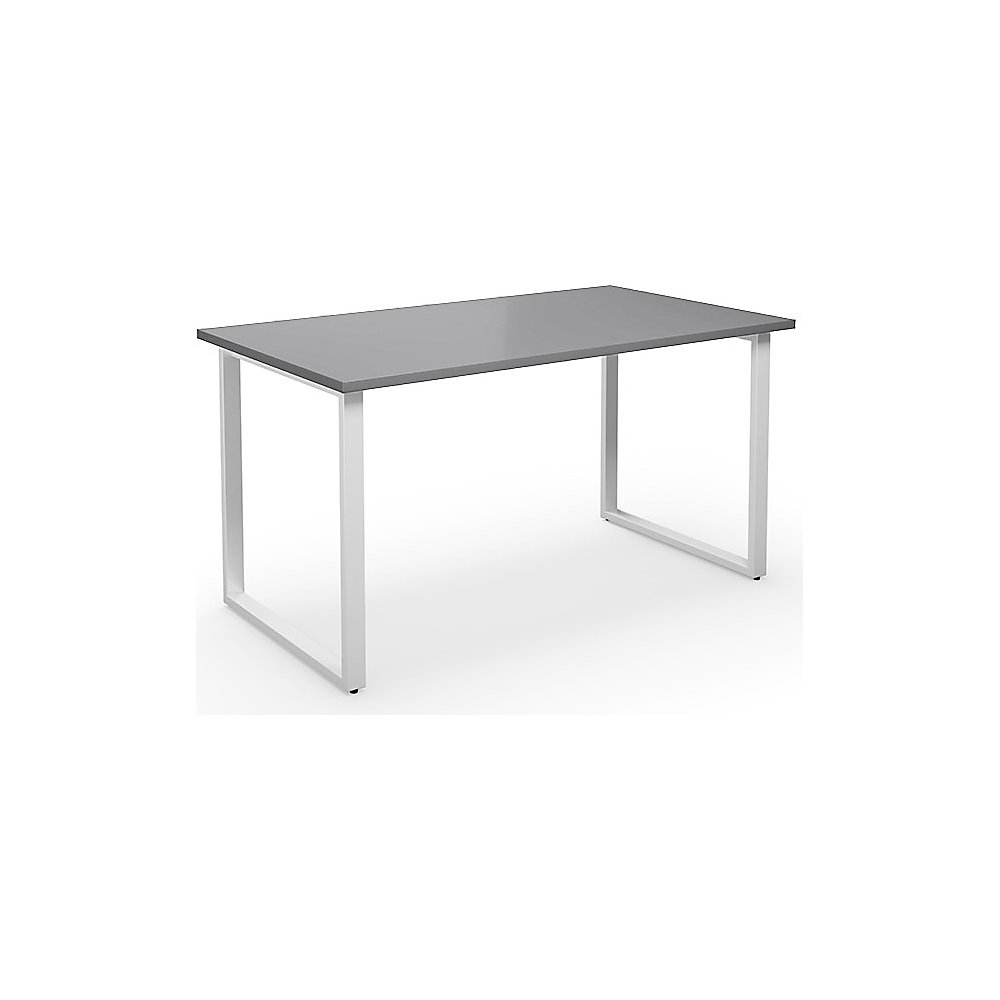 Multifunctionele tafel DUO-O, recht blad, diepte 800 mm, breedte 1400 mm, lichtgrijs / wit