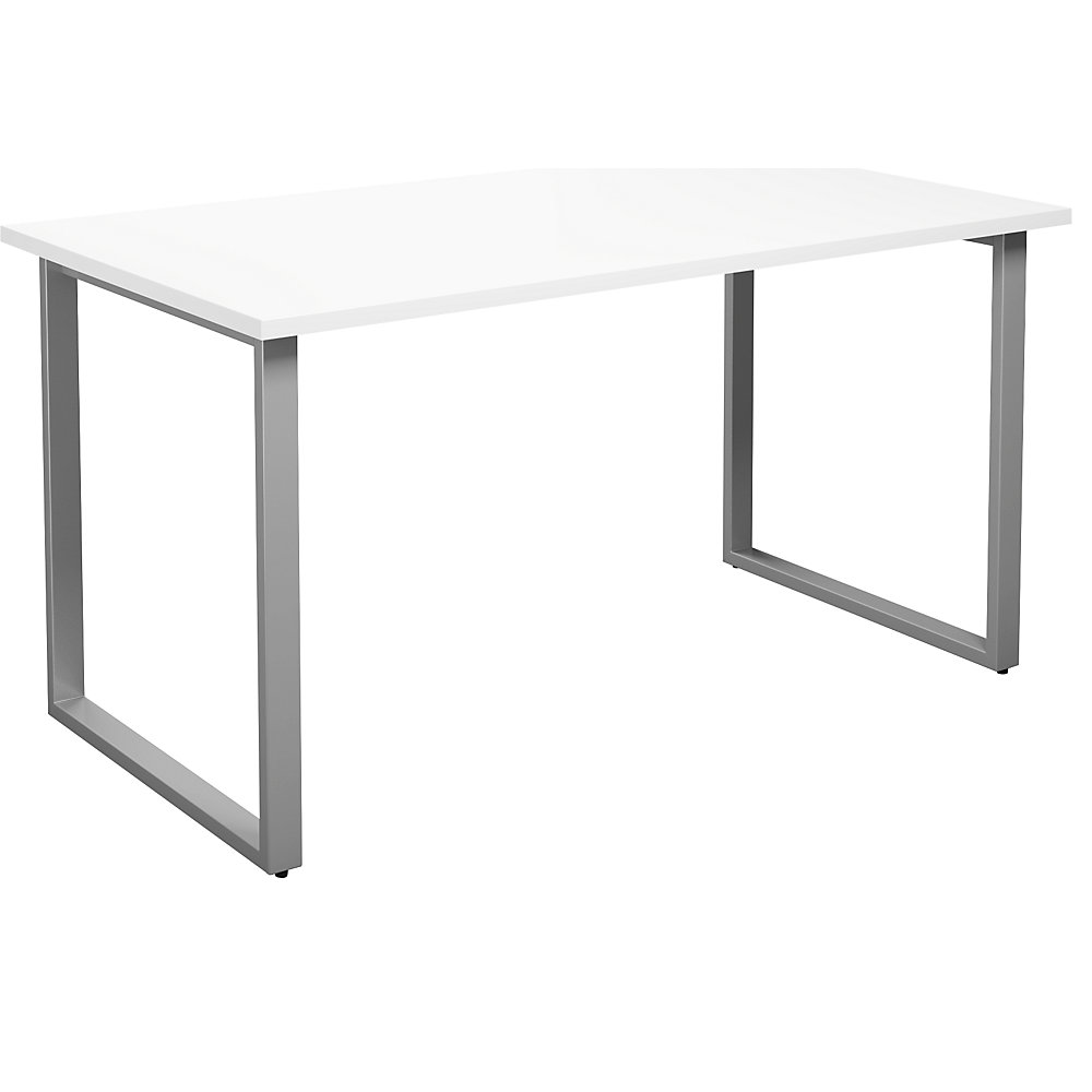Multifunctionele tafel DUO-O, recht blad, diepte 800 mm, breedte 1400 mm, wit / zilverkleurig
