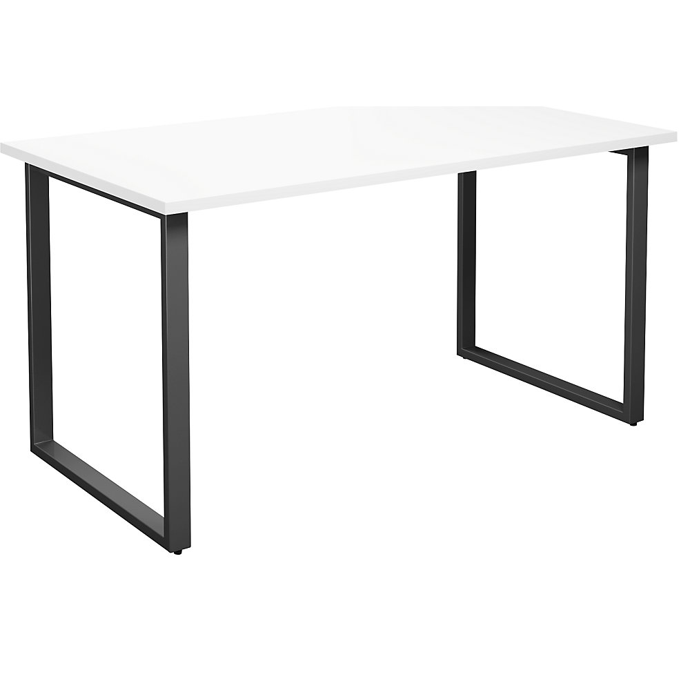 Multifunctionele tafel DUO-O, recht blad, diepte 800 mm, breedte 1400 mm, wit / zwart