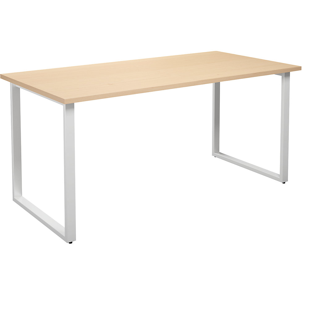 Multifunctionele tafel DUO-O, recht blad, diepte 800 mm, breedte 1600 mm, berkenhout / wit