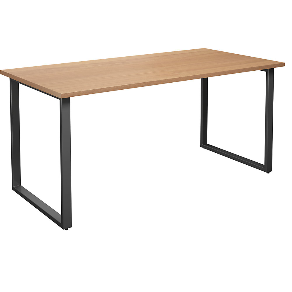 Multifunctionele tafel DUO-O, recht blad, diepte 800 mm, breedte 1600 mm, beukenhout / zwart