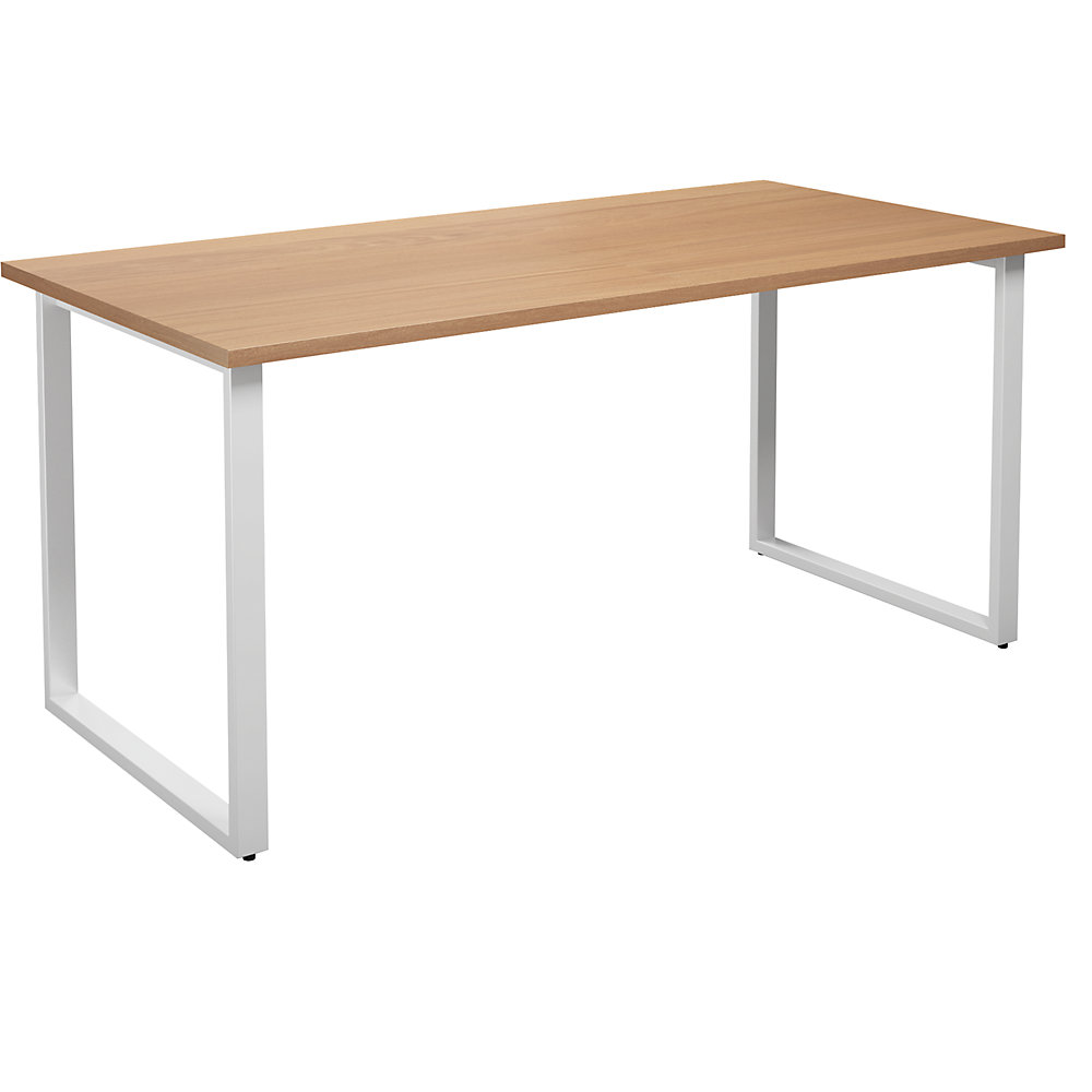 Multifunctionele tafel DUO-O, recht blad, diepte 800 mm, breedte 1600 mm, beukenhout / wit
