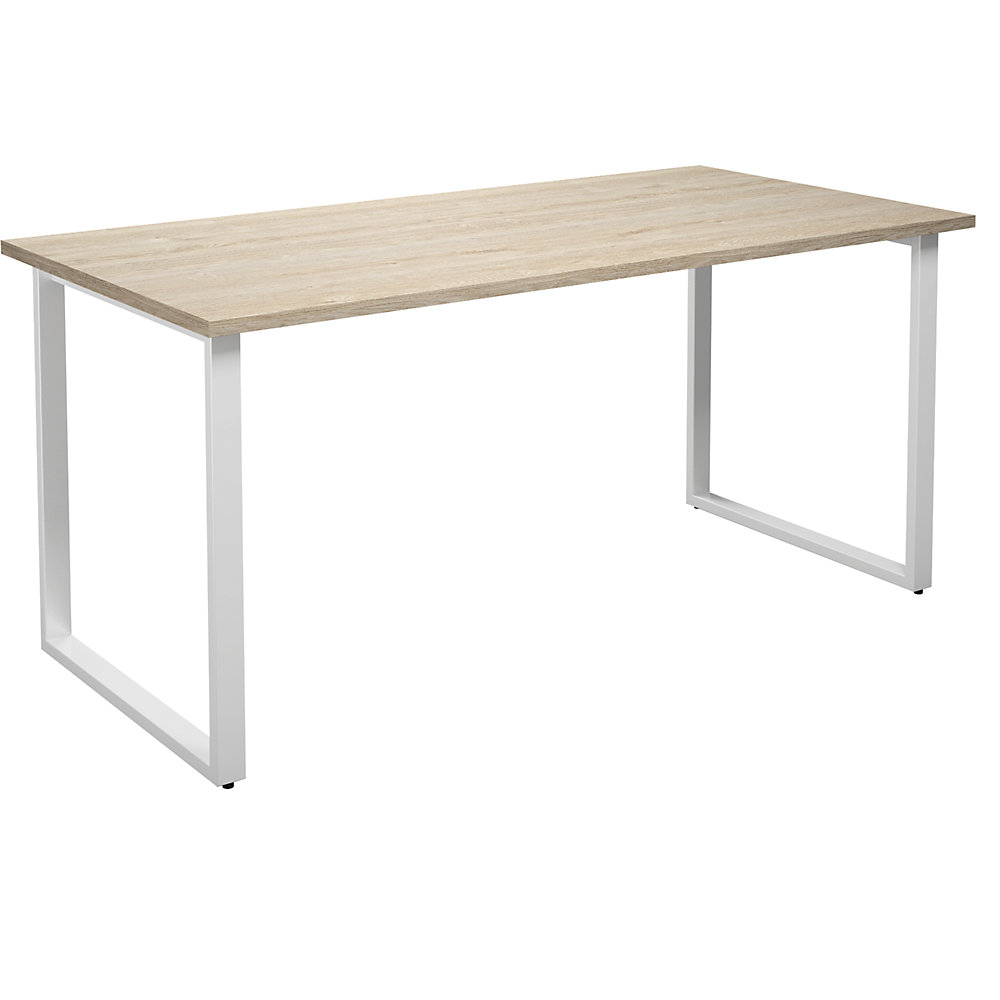 Multifunctionele tafel DUO-O, recht blad, diepte 800 mm, breedte 1600 mm, eikenhout / wit