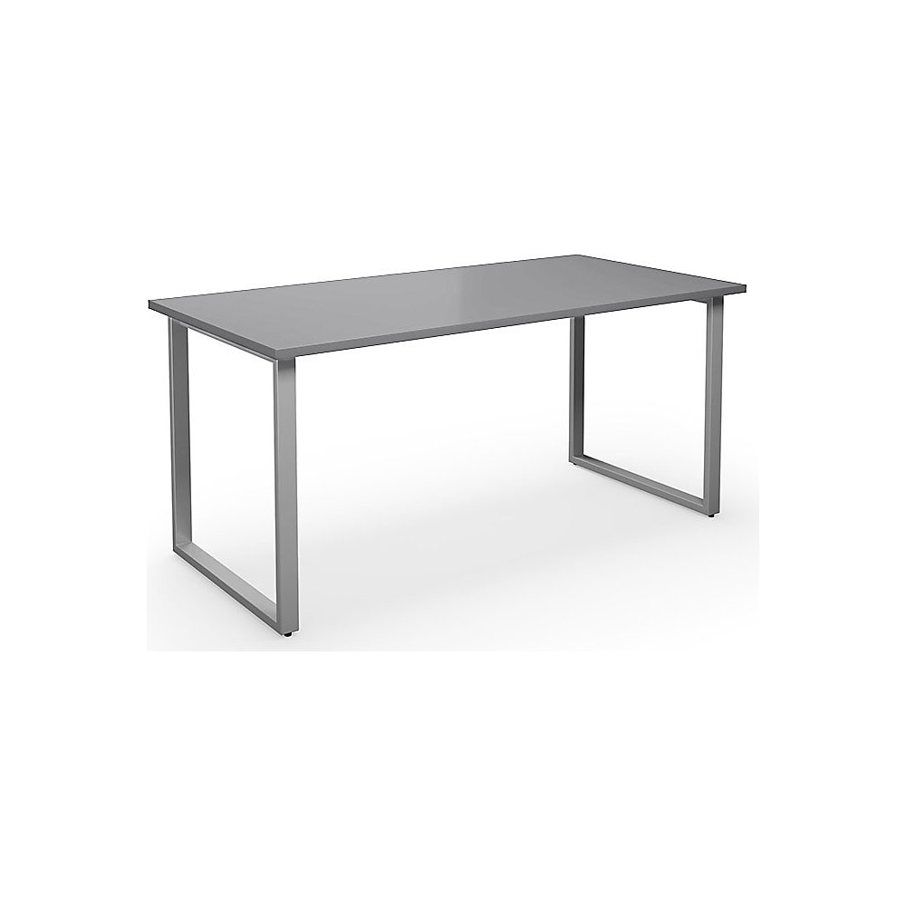 Multifunctionele tafel DUO-O, recht blad, diepte 800 mm, breedte 1600 mm, lichtgrijs / zilverkleurig
