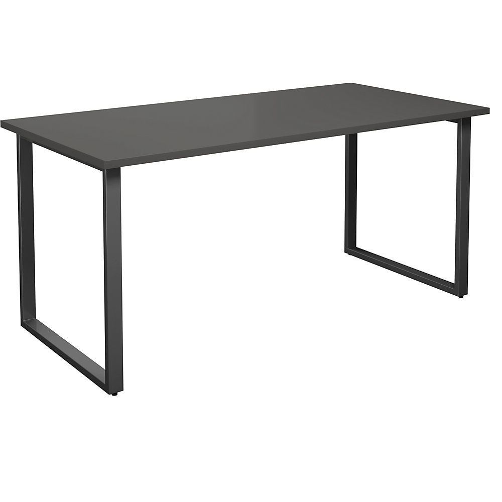 Multifunctionele tafel DUO-O, recht blad, diepte 800 mm, breedte 1600 mm, donkergrijs / zwart