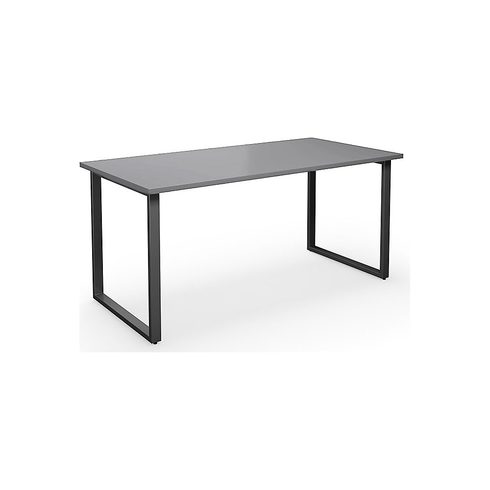Multifunctionele tafel DUO-O, recht blad, diepte 800 mm, breedte 1600 mm, lichtgrijs / zwart