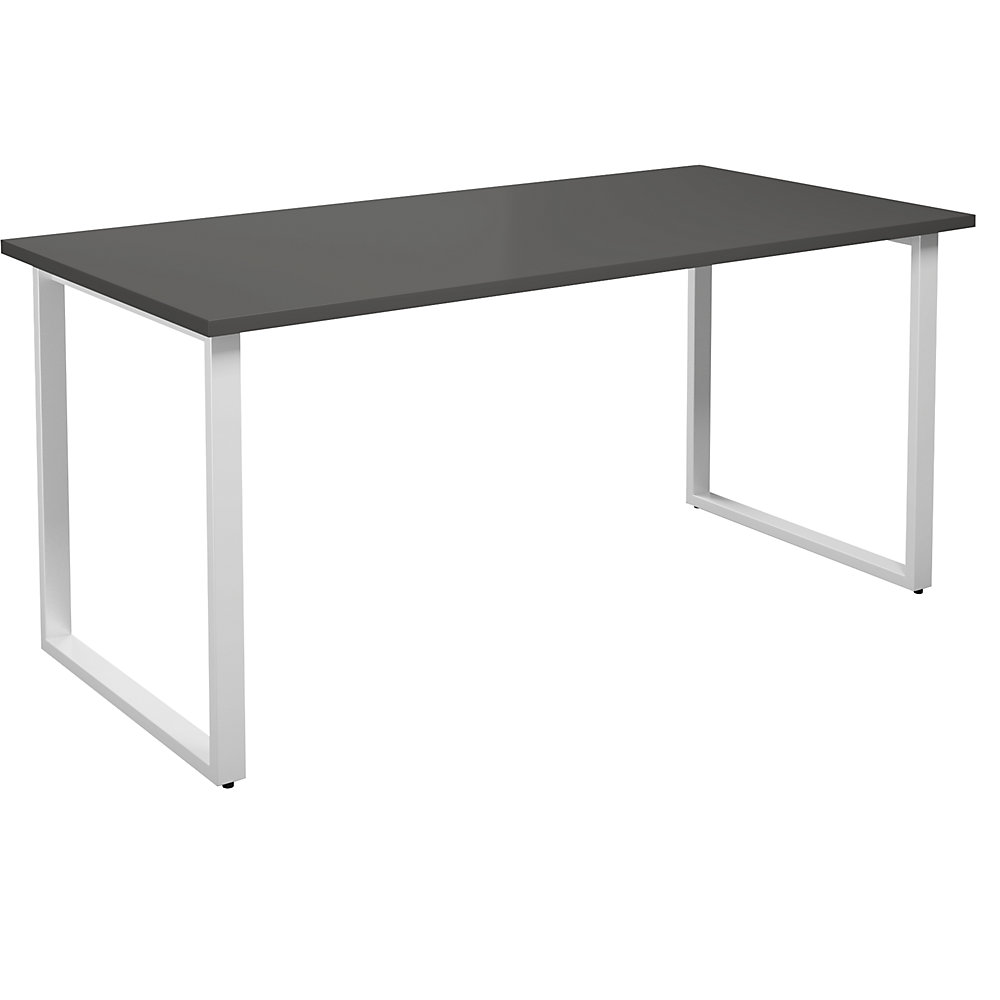 Multifunctionele tafel DUO-O, recht blad, diepte 800 mm, breedte 1600 mm, donkergrijs / wit