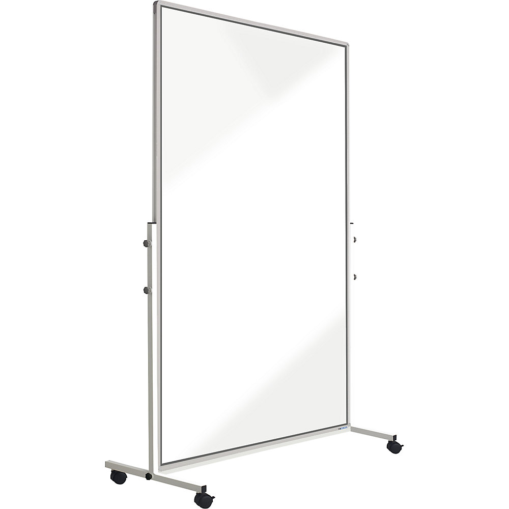 Mobiele scheidingswand van acrylglas, met 4 zwenkwielen incl. vastzetters, h x b x d = 1900 x 1060 x 500 mm