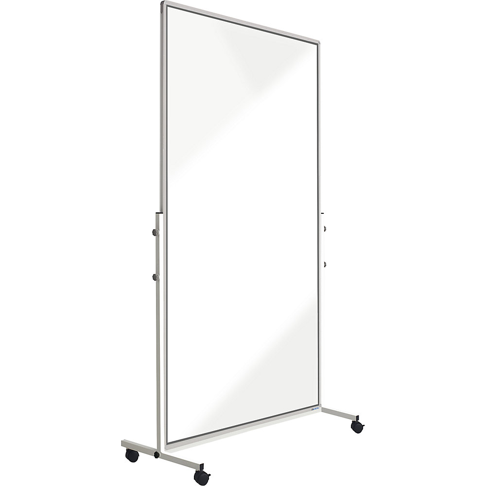 Mobiele scheidingswand van acrylglas, met 4 zwenkwielen incl. vastzetters, h x b x d = 1900 x 1260 x 500 mm